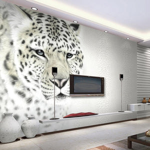 White Leopard Wallpaper Mural, Custom Sizes Available Household-Wallpaper Maughon's 