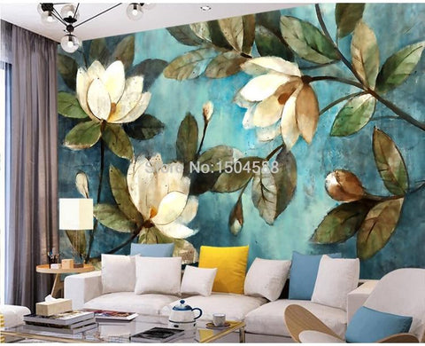 Image of White Lotus Wallpaper Mural, Custom Sizing Available Maughon's 