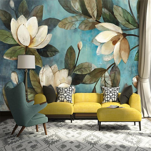 Image of White Lotus Wallpaper Mural, Custom Sizing Available Maughon's 