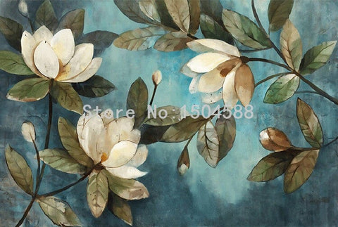 Image of White Magnolia Wallpaper Mural, Custom Sizing Available Wall Murals Maughon's 
