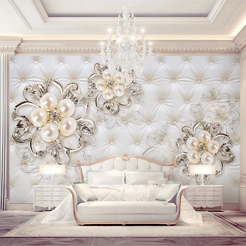 White Roses and Pearls Wallpaper Mural, Custom Sizes Available Maughon's 