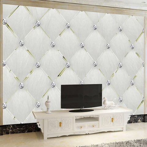 Image of White Tufted with Diamond Wallpaper Mural, Custom Sizes Available Maughon's 