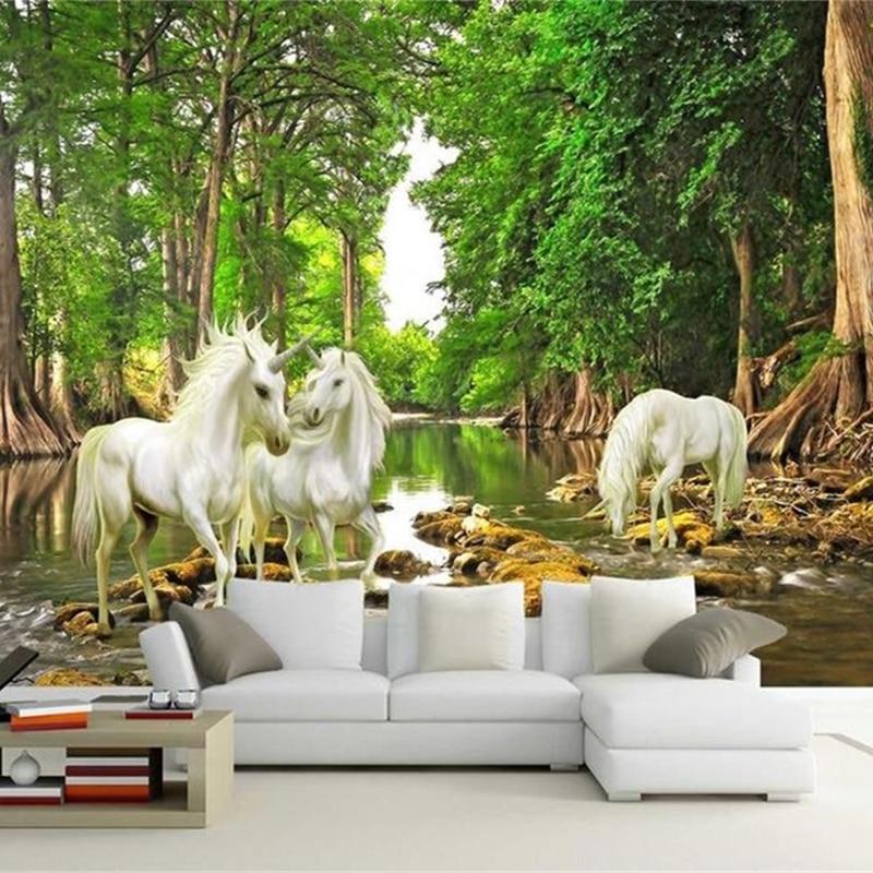 White Unicorns Fantasy Wallpaper Mural, Custom Sizes Available Maughon's 