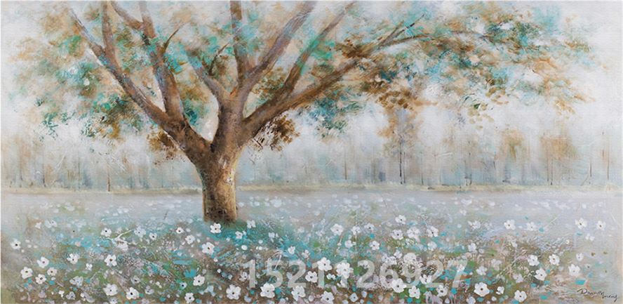 White Wildflowers And Tree Wallpaper Mural, Custom Sizes Available Wall Murals Maughon's 