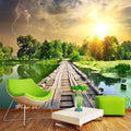 Wood Bridge Over a Lake Wallpaper Mural, Custom Sizes Avialable Household-Wallpaper Maughon's 