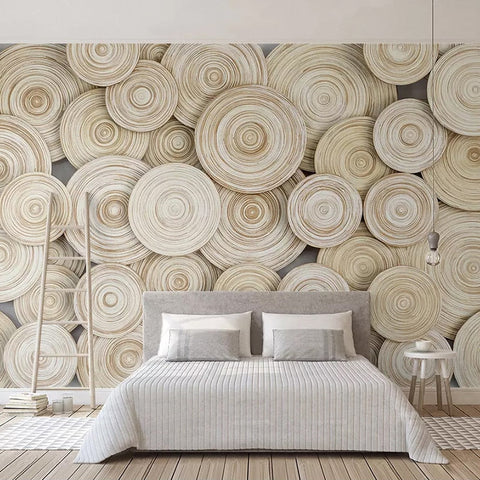Image of Wood Ring Layered Design Wallpaper Mural, Custom Sizes Available Maughon's 