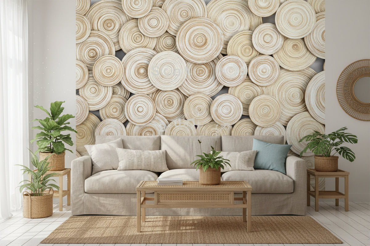 Wood Ring Layered Design Wallpaper Mural, Custom Sizes Available Maughon's 