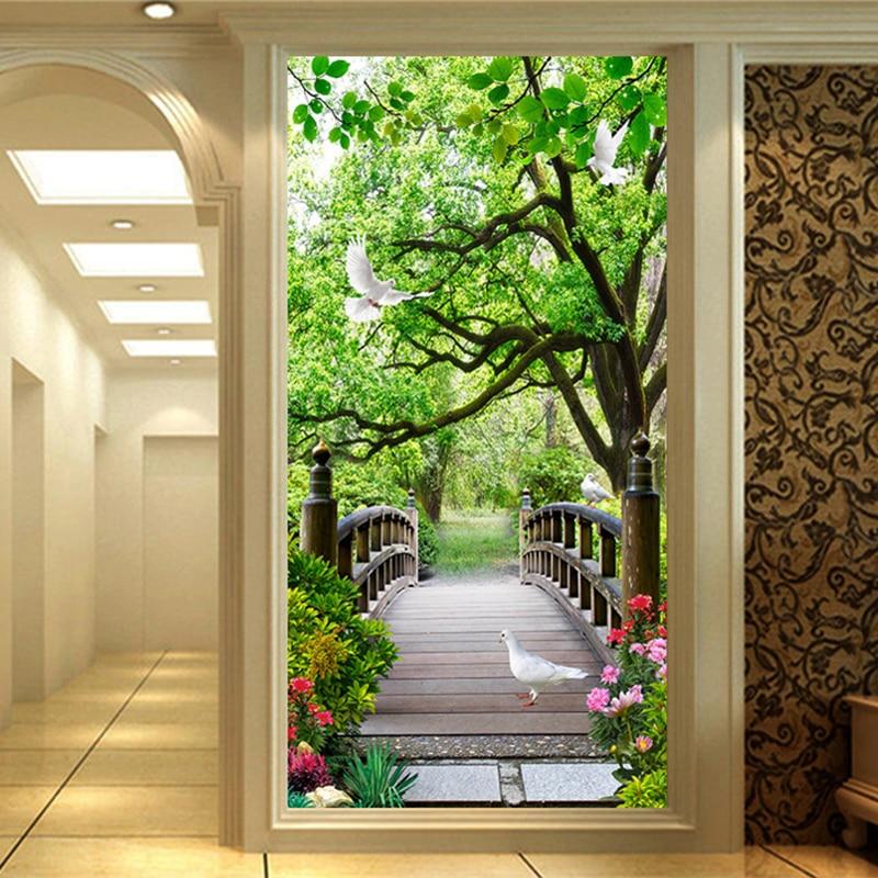 Wooden Bridge in Forest Wallpaper Mural, Custom Sizes Available Maughon's 