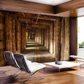 Wooden Log Structure Wallpaper Mural, Custom Sizes Available Wall Murals Maughon's 