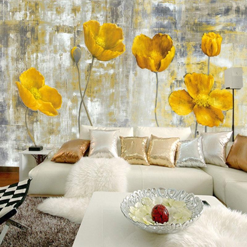 Yellow Flower Wallpaper Mural, Custom Sizes Available Maughon's 