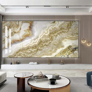 Yellow, Gold and White Marble Wallpaper Mural, Custom Sizes Available