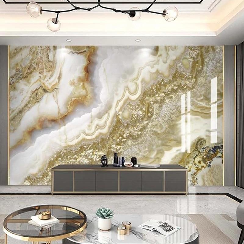 Yellow, Gold and White Marble Wallpaper Mural, custom Sizes Available Maughon's 
