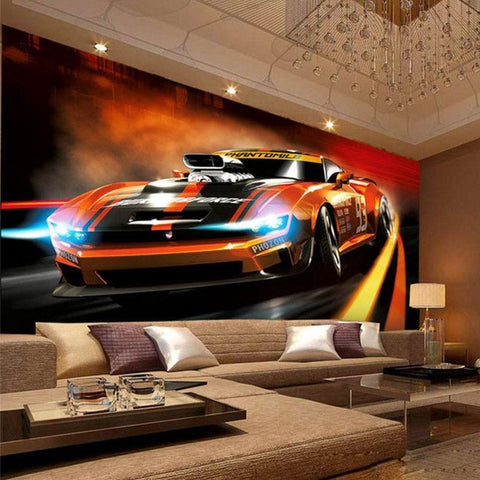 Image of Yellow Sport Car Wallpaper Mural, Custom Sizes Available Maughon's 