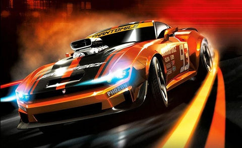 Image of Awesome Orange Sports Car Wallpaper Mural, Custom Sizes Available